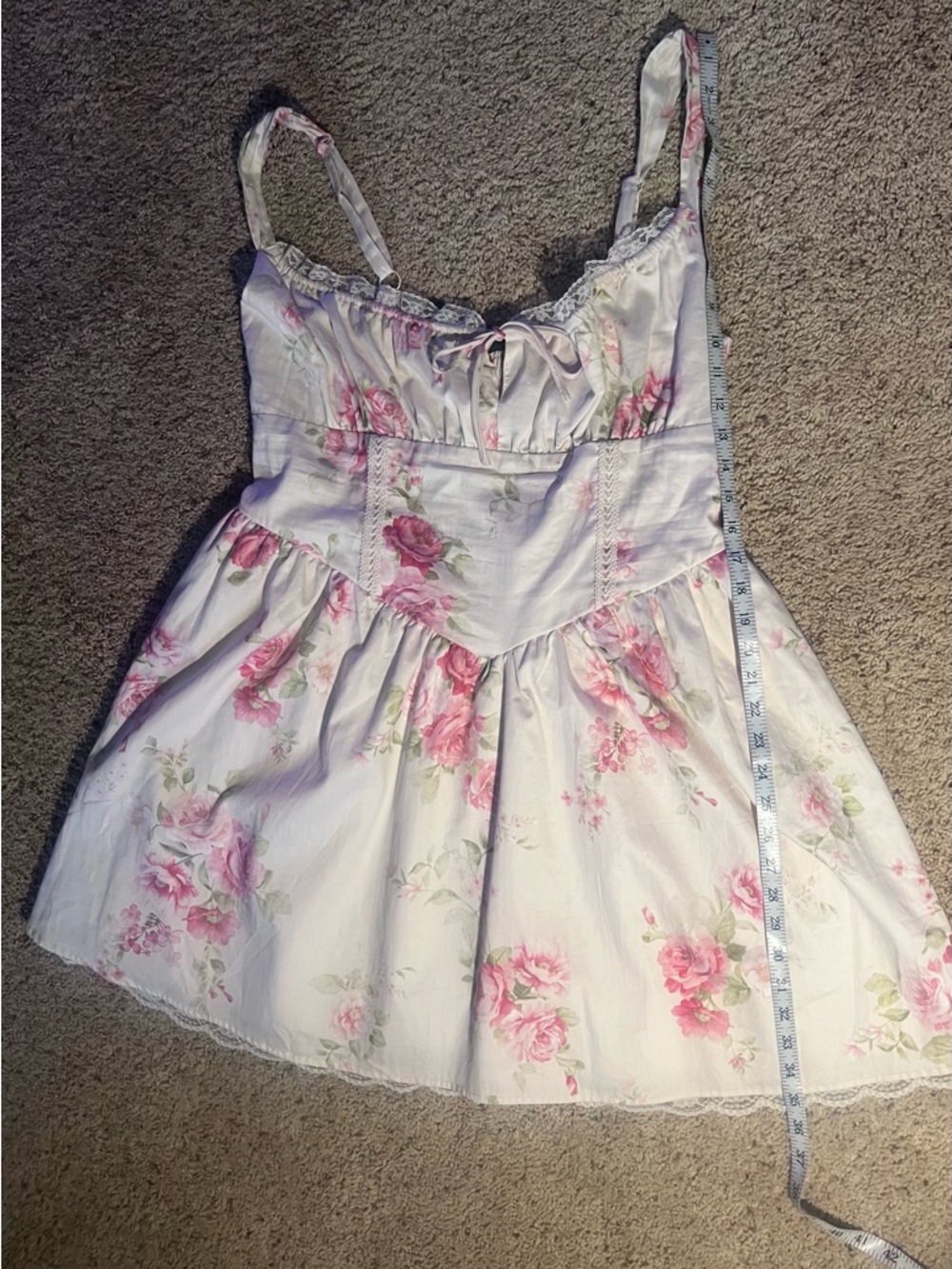 NWT wild fable White Mini Dress with Pink Rose Print - Picture 6 of 8